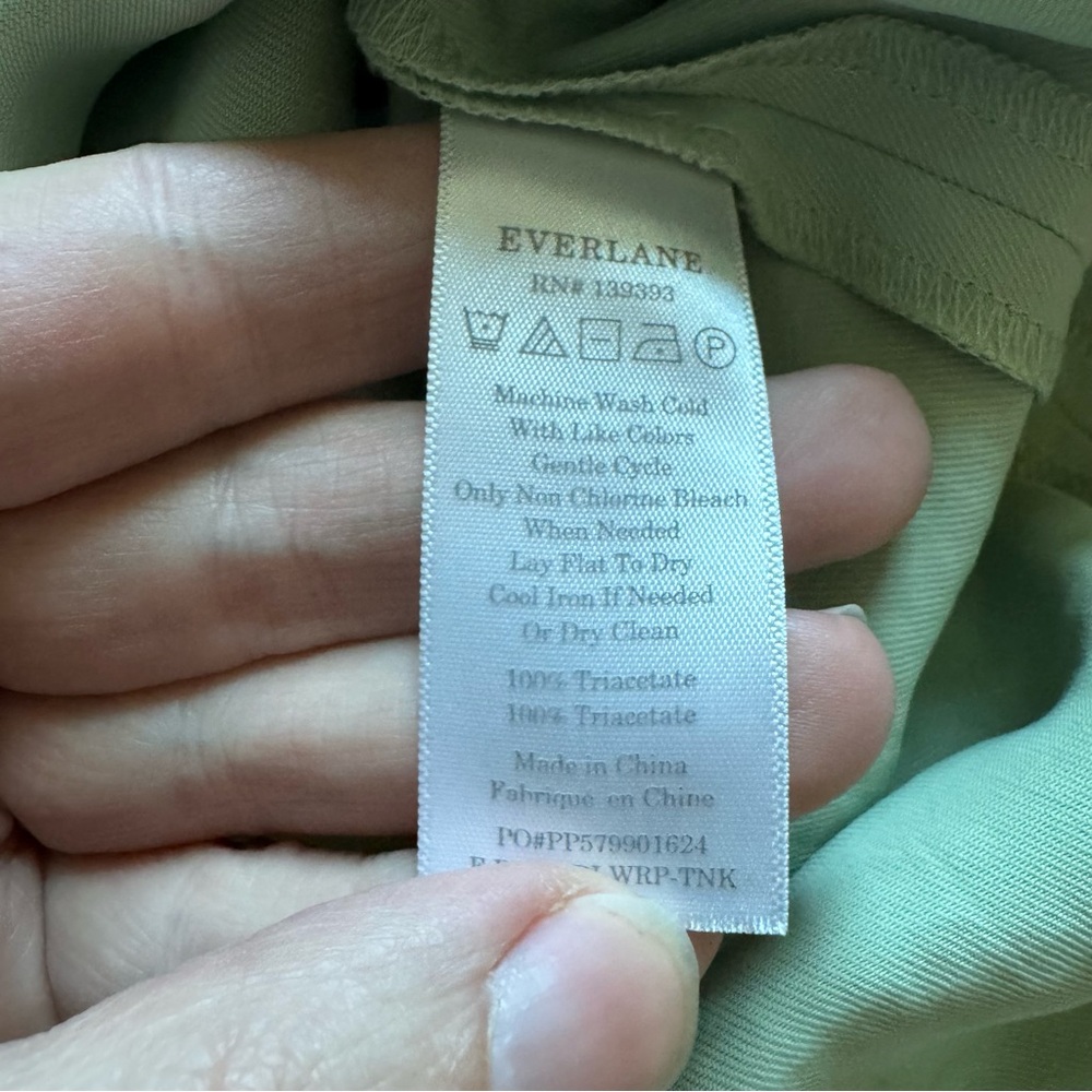 Everlane The Japanese GoWeave Wrap Dress Sz 12 Sage Green Midi Sleeveless - Picture 12 of 14